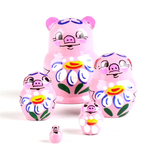 1 1-4" Tiny Pink Piggy  Stacking Doll