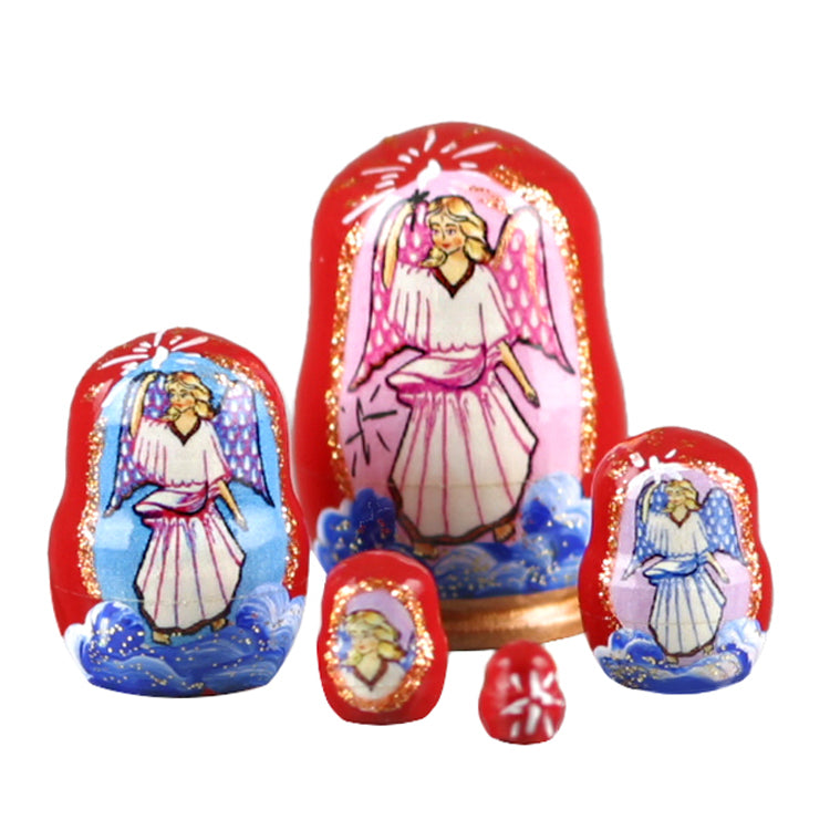 1 1-2" Tall Tiny Pink Angel Matryoshka Doll