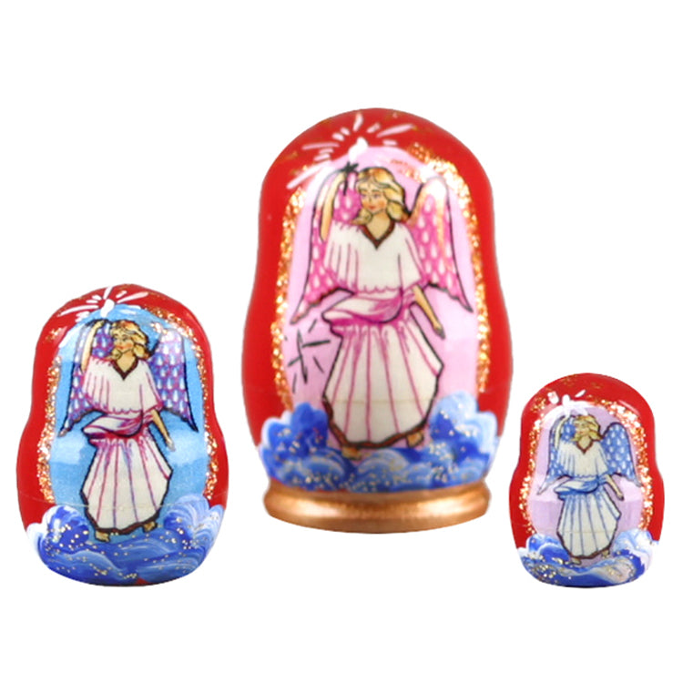 1 1-2" Tall Tiny Pink Angel Matryoshka Doll