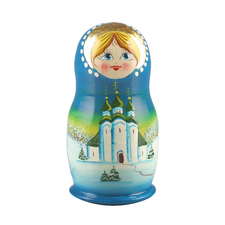 Blue Churches Russian Matreshka Doll