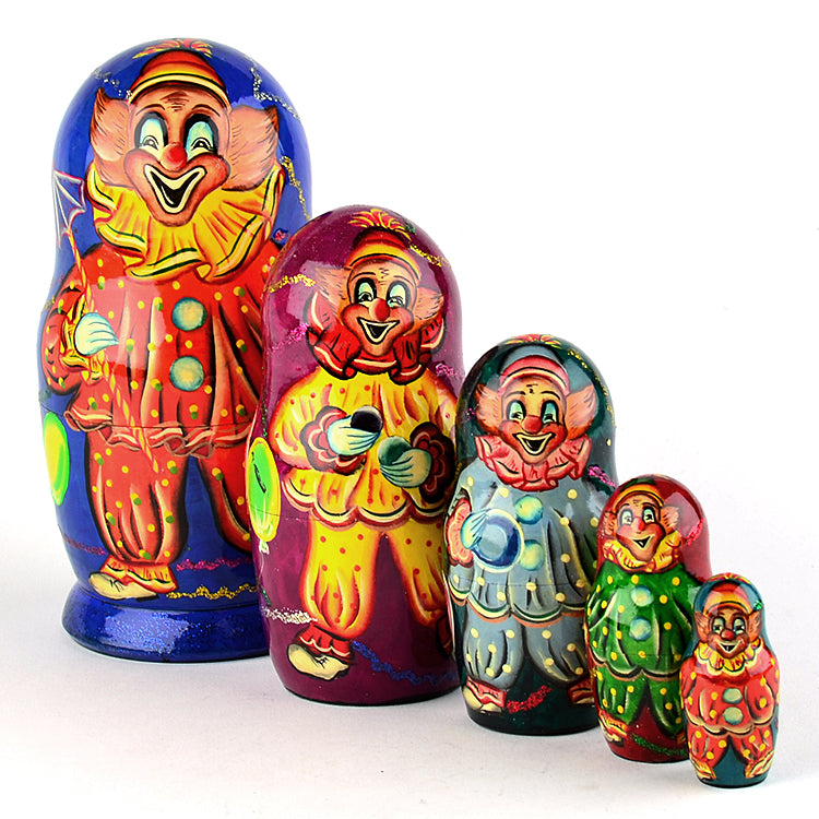 Happy Circus Clowns Stacking Doll