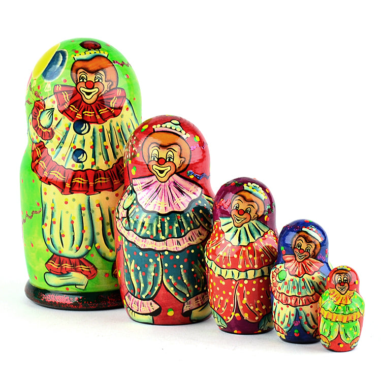 Green Smiley Clown Stacking Doll