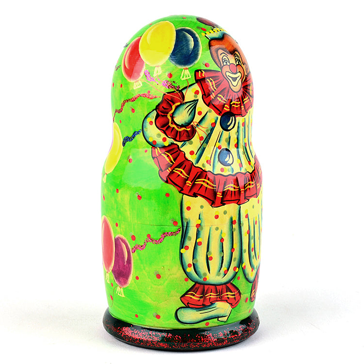 Green Smiley Clown Stacking Doll