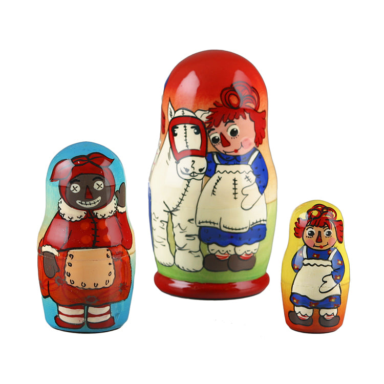 3 1-2" Tall Raggedy Ann Stacking Dolls