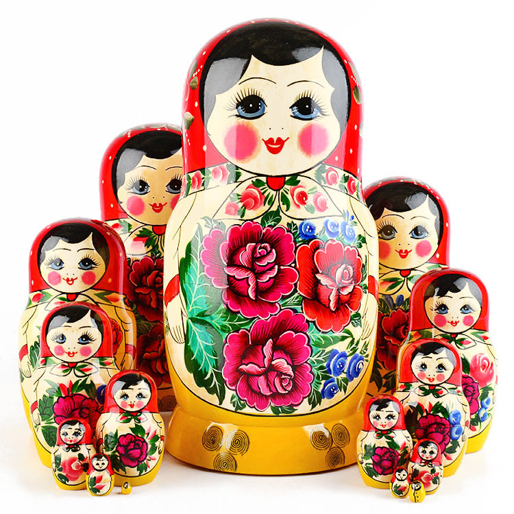 Red Roses 15 Pcs. Nesting Doll