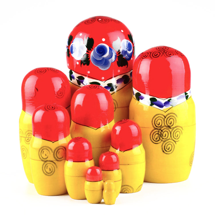 10 pcs. Russian Tradisional Purple Flowers Doll