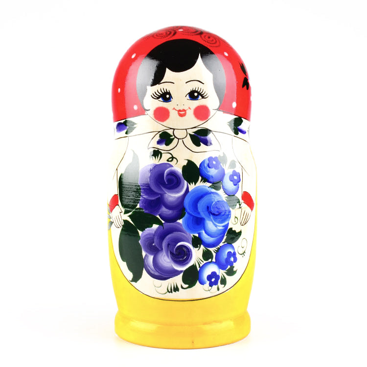 10 pcs. Russian Tradisional Purple Flowers Doll