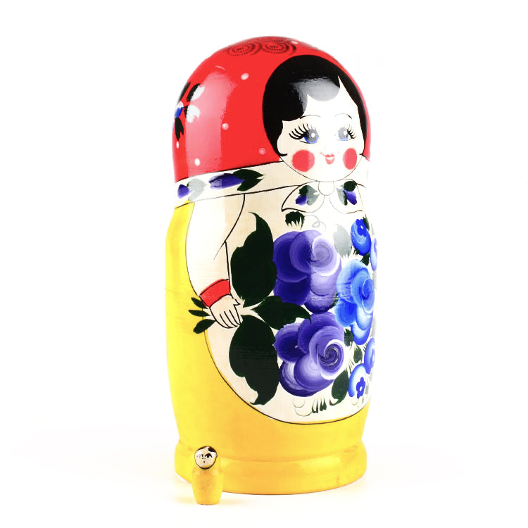 10 pcs. Russian Tradisional Purple Flowers Doll