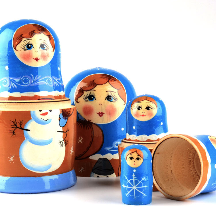 Winter Matryoshka with Snowman