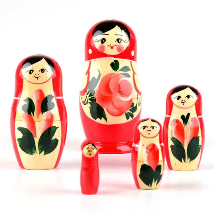 Red Floral Babushka Doll