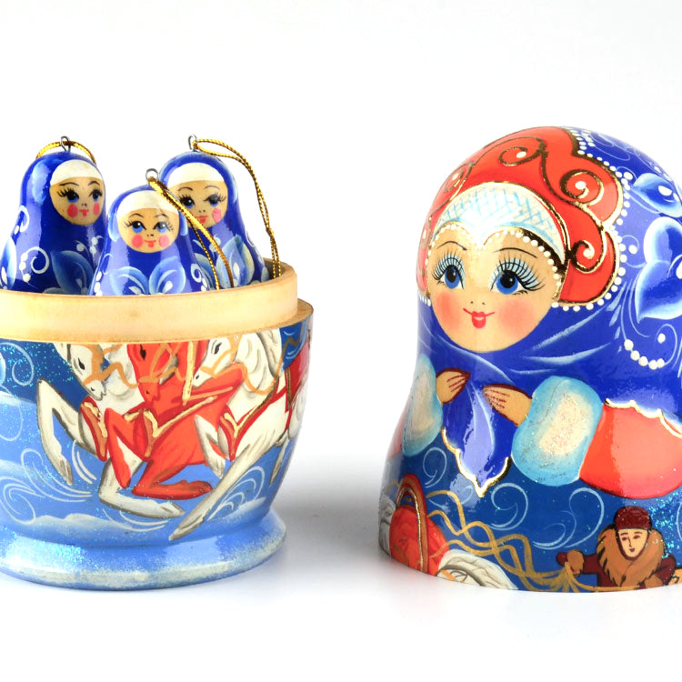 Musical Russian Troika Doll with Ornaments