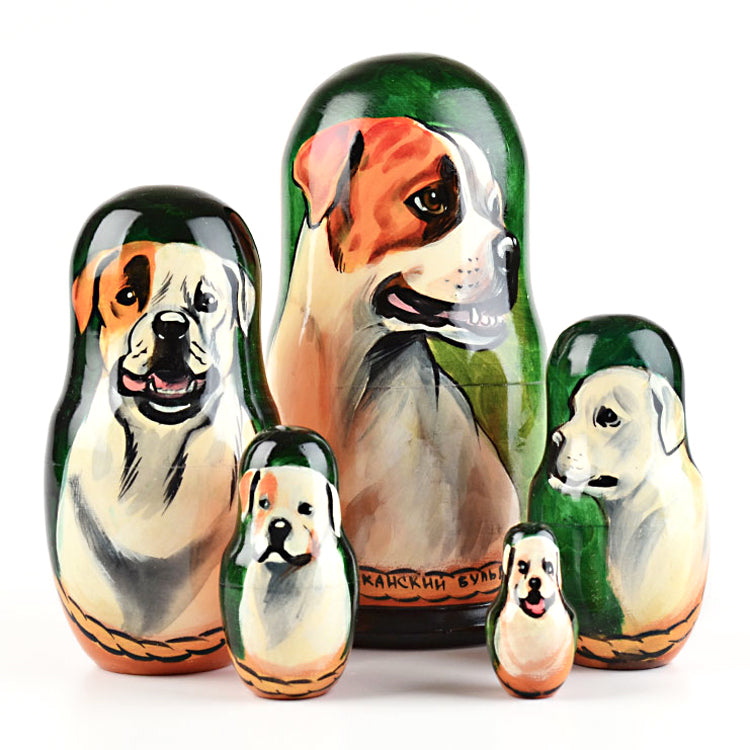 American Bulldog Russian Nested Dolls