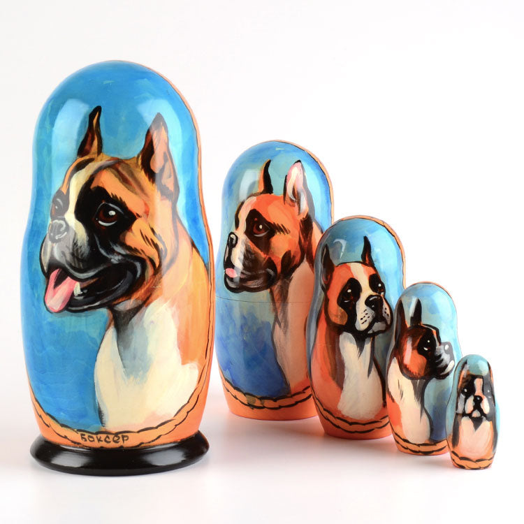 Boxer Dog Russian Stacking Doll