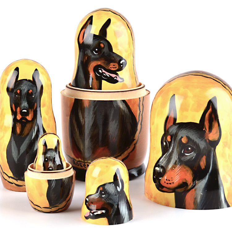 Doberman Dog Breed Nested Doll