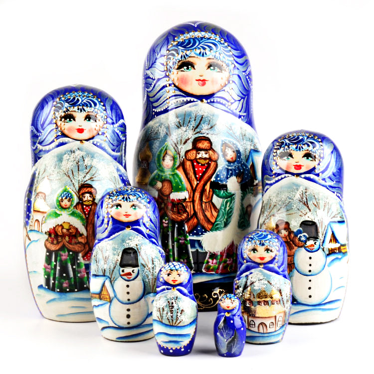 Russian Winter Matryoshka Stacking Doll