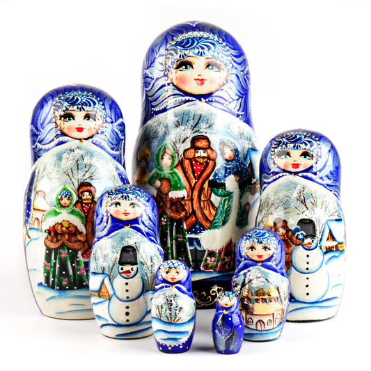 Russian Winter Matryoshka Stacking Doll