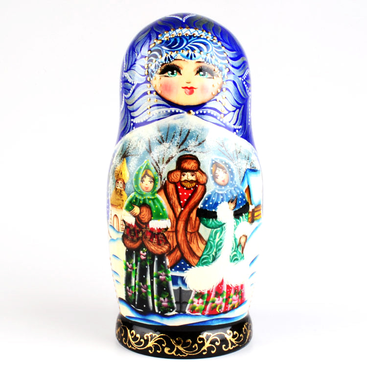 Russian Winter Matryoshka Stacking Doll