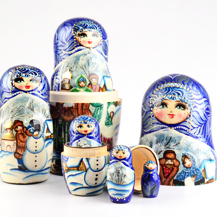 Russian Winter Matryoshka Stacking Doll