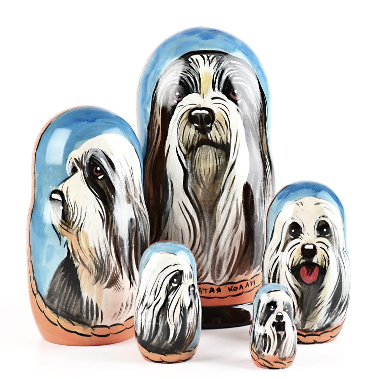 Bearded Collie Nested Dolls