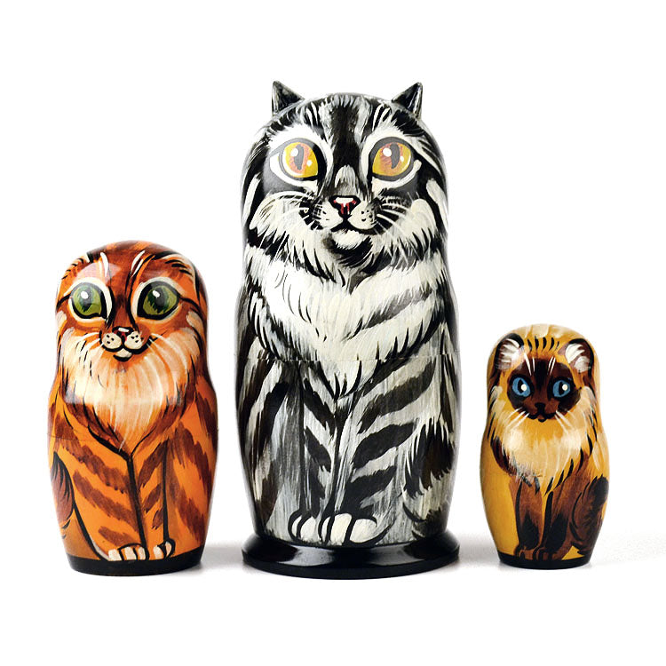 Five Different Cats Stacking Dolls
