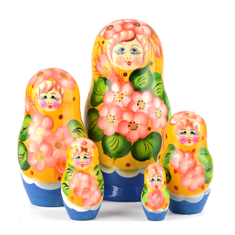 Pink Posy 5 pc Babushka Doll