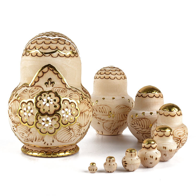 Golden Flowers 10-pcs Nesting Doll