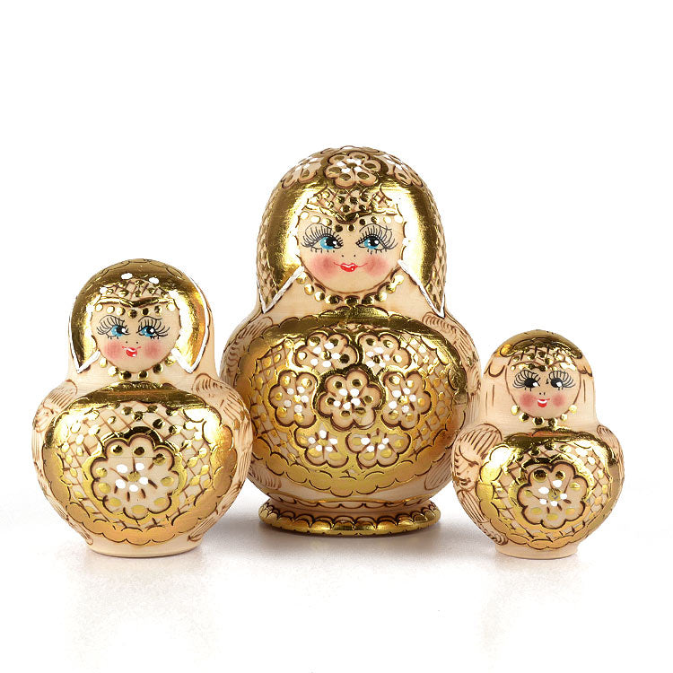 Golden Flowers 10-pcs Nesting Doll