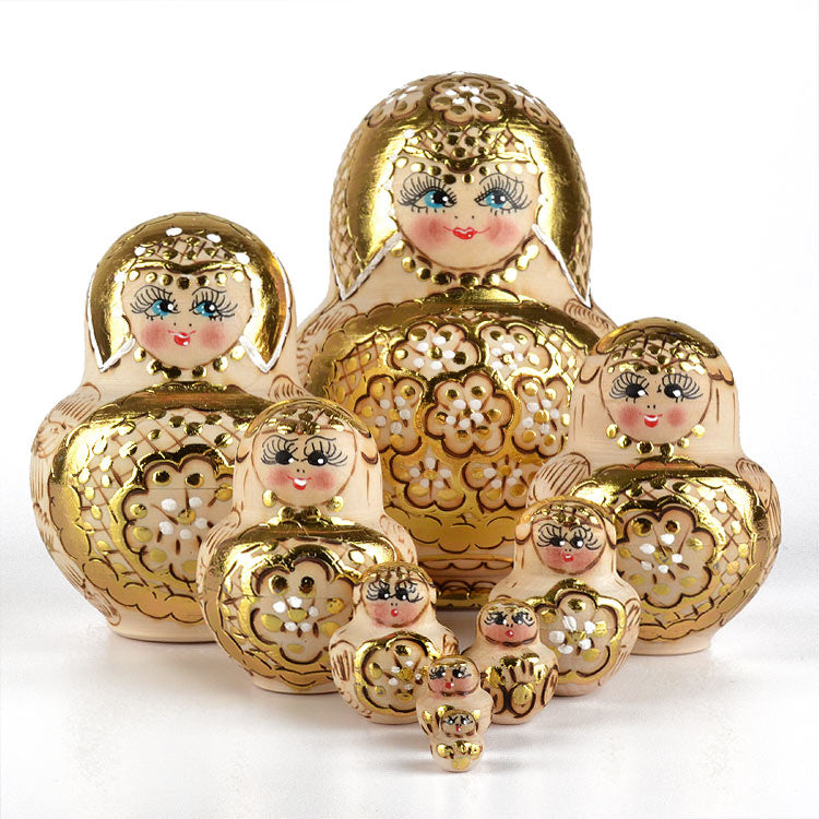 Golden Flowers 10-pcs Nesting Doll