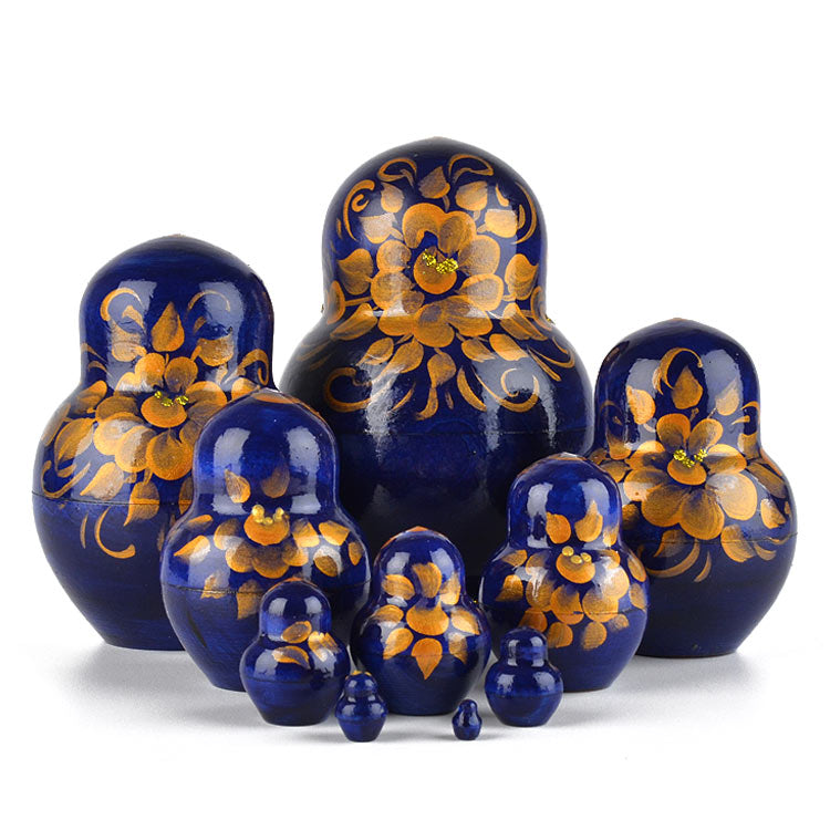 Golden Bouquet on Blue Doll