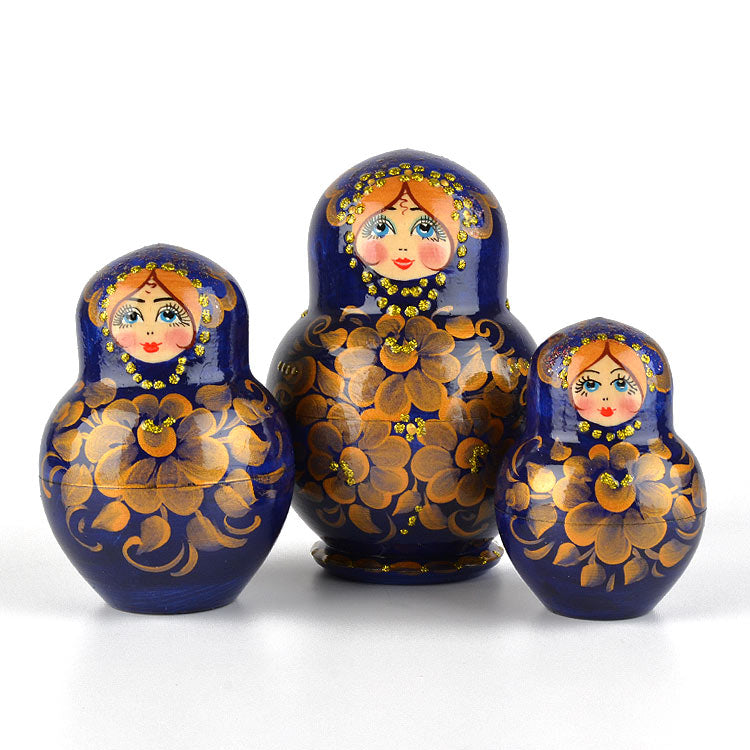 Golden Bouquet on Blue Doll
