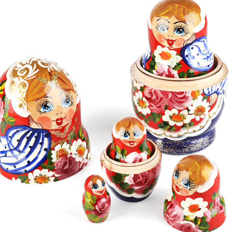 Colorful Floral Wooden Nesting Doll