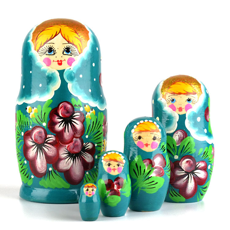 Teal Color Babushka Doll