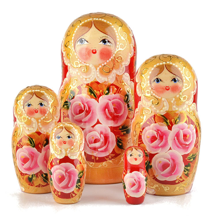 Rose Beauty 5pc Red Babushka
