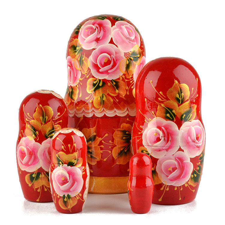 Rose Beauty 5pc Red Babushka
