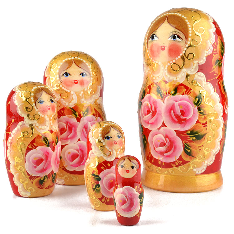 Rose Beauty 5pc Red Babushka