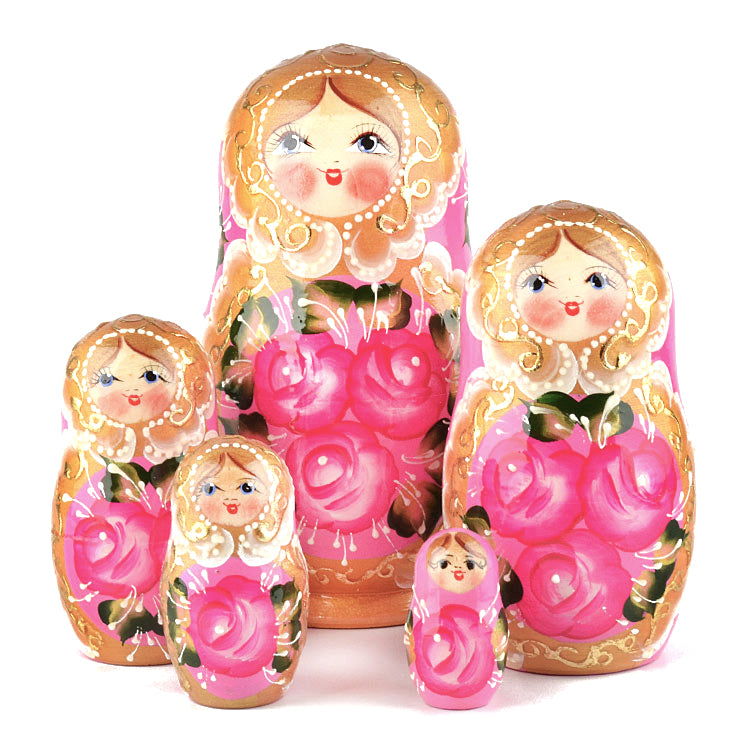 Rose Beauty 5pc Pink Nested Doll