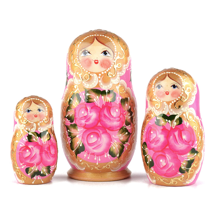 Rose Beauty 5pc Pink Nested Doll