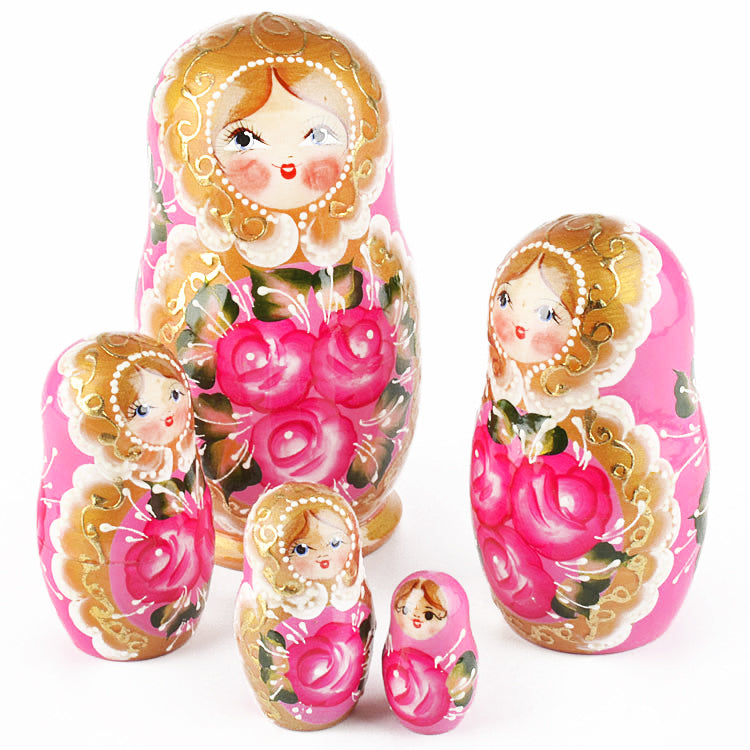Rose Beauty 5pc Pink Nested Doll