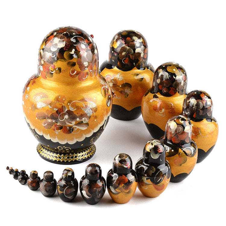 Black and Gold Floral Matryoshka