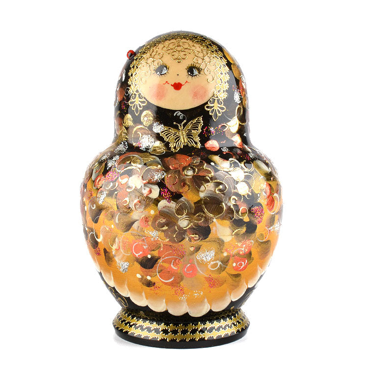 Black and Gold Floral Matryoshka