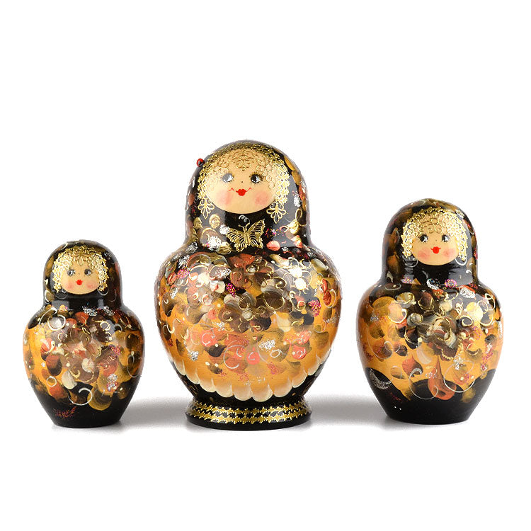 Black and Gold Floral Matryoshka