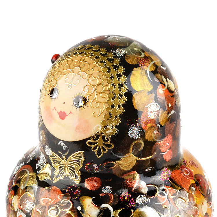 Black and Gold Floral Matryoshka