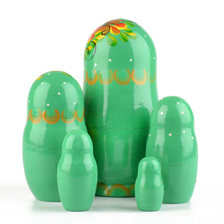 Green Floral Stacking Doll