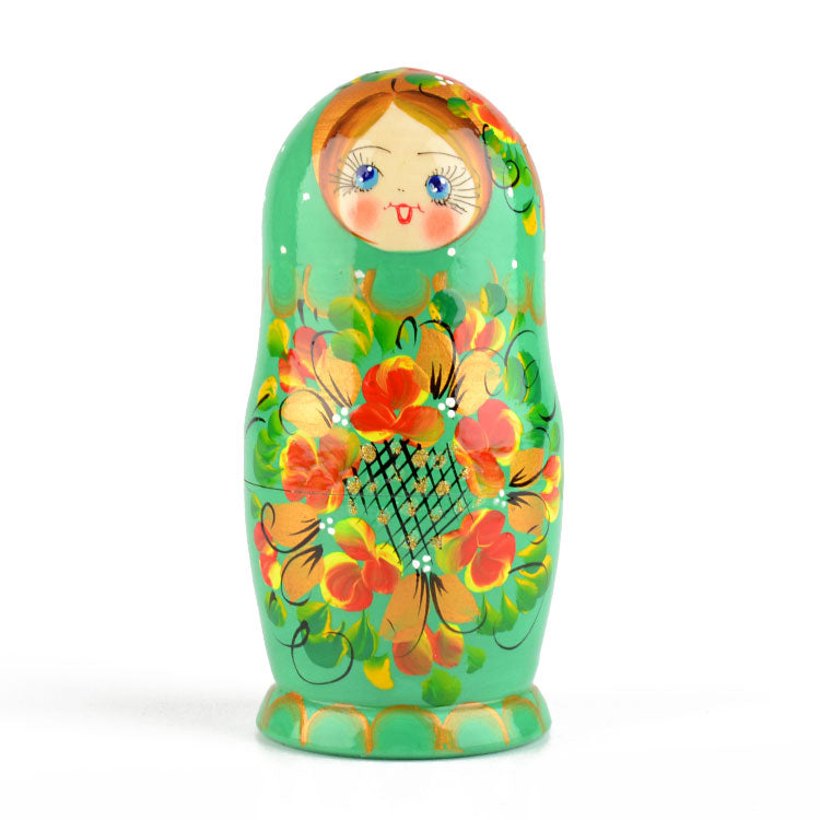 Green Floral Stacking Doll