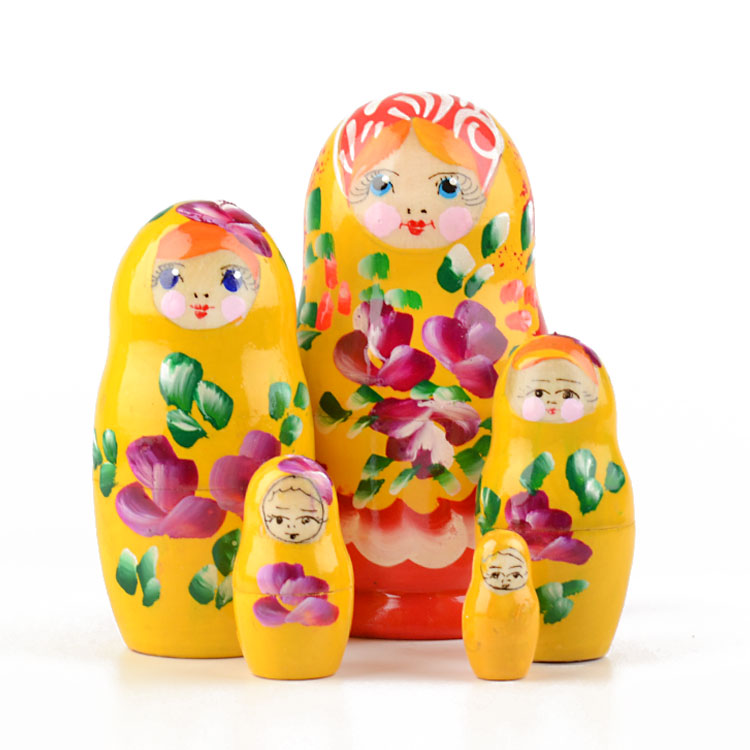 Cheerful Yellow Floral Matryoshka