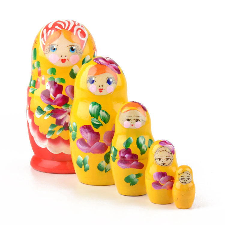 Cheerful Yellow Floral Matryoshka