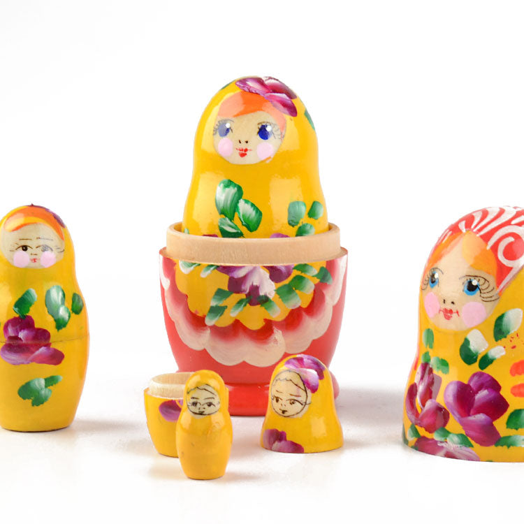 Cheerful Yellow Floral Matryoshka