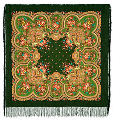 Green Floral Festival Wool Shawl