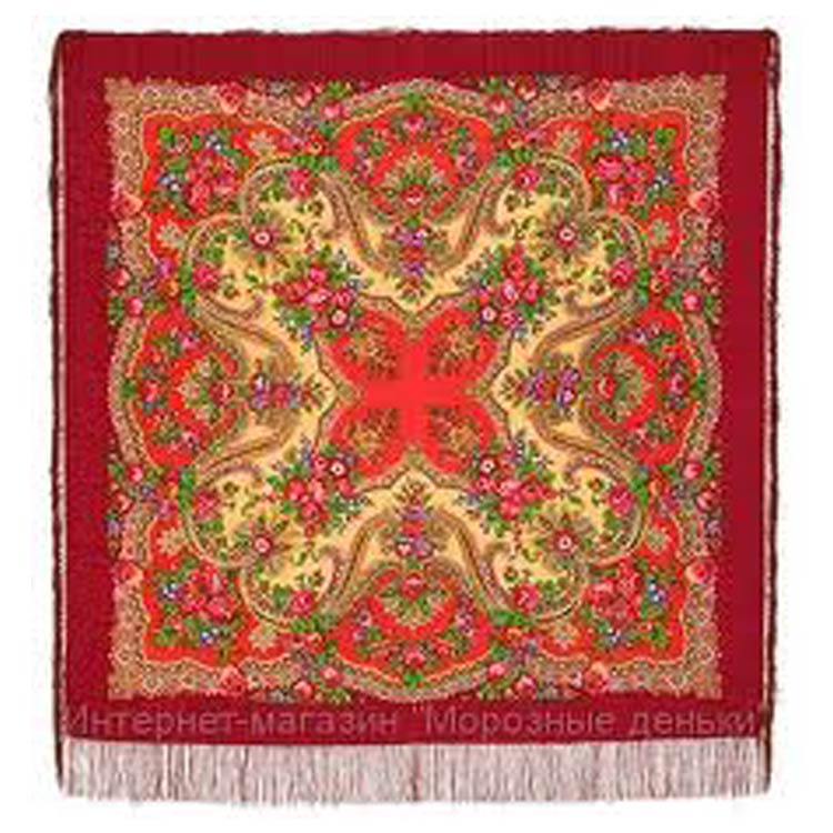 Floral Wool Red Shawl