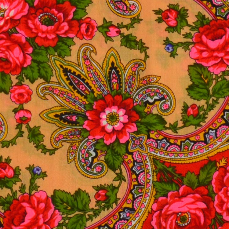 Floral Wool Red Shawl